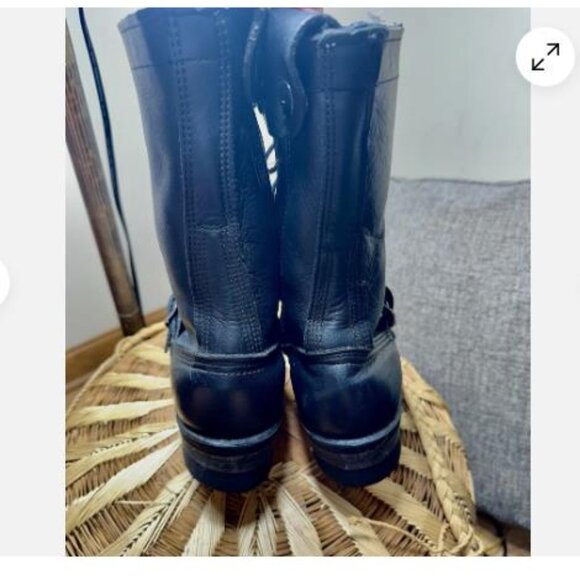 Double H Womens Black Leather Laces Buckle Combat Logger Boots Size 9 USA Made - Picture 3 of 7